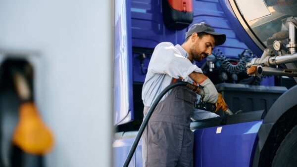 truck driver refueling